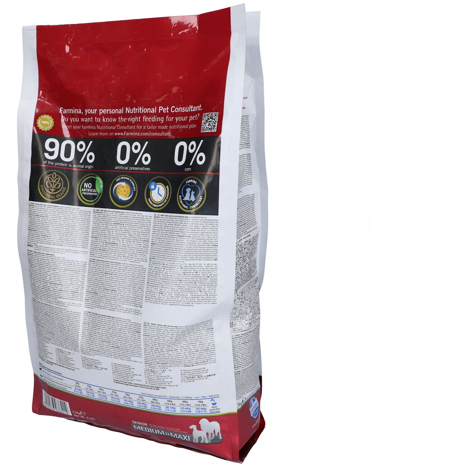 Trockenfutter Farmina N&D Low Ancestral Grain - Senior Hund Medium Maxi Huhn & Granatapfel