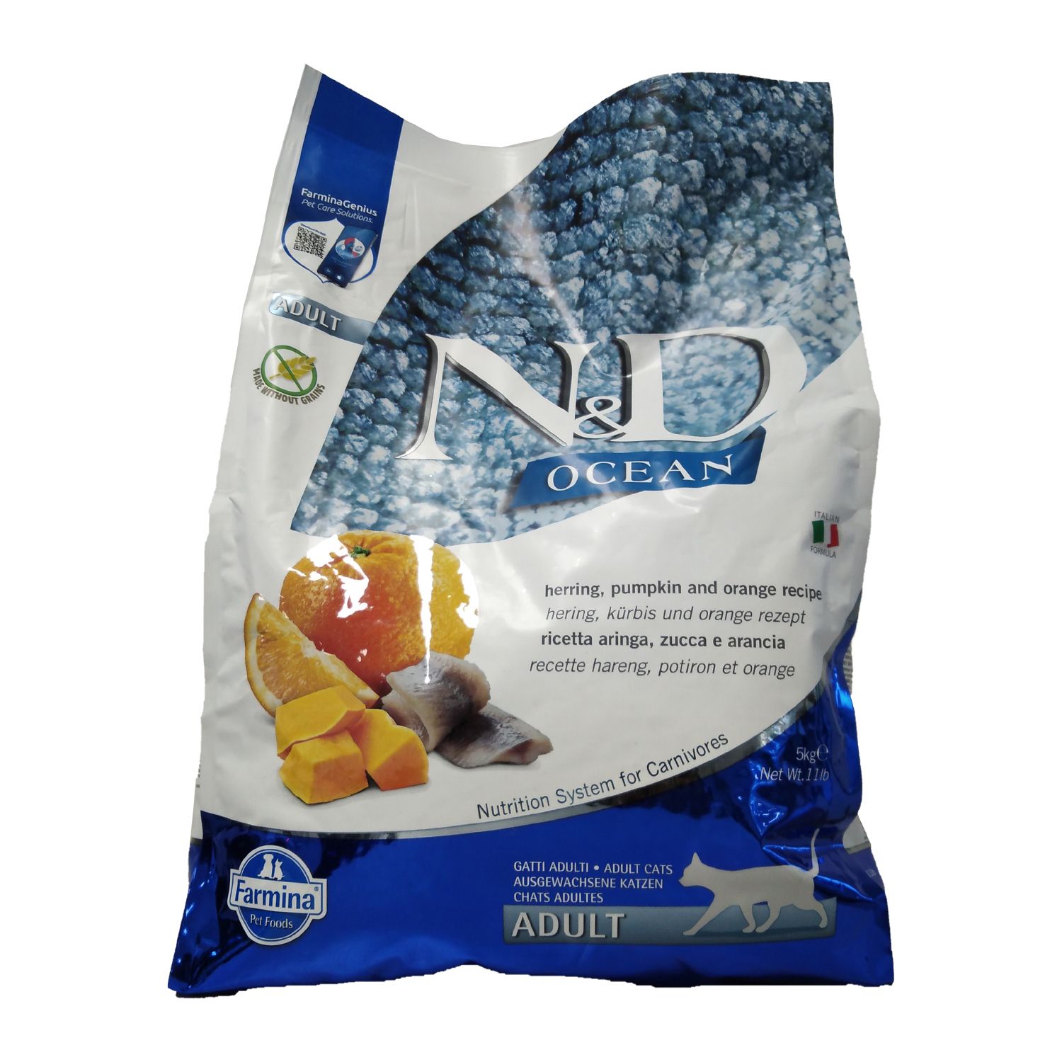 Trockenfutter Farmina N&D Ocean - Kabeljau, Dinkel, Hafer & Orange - Katze Adult