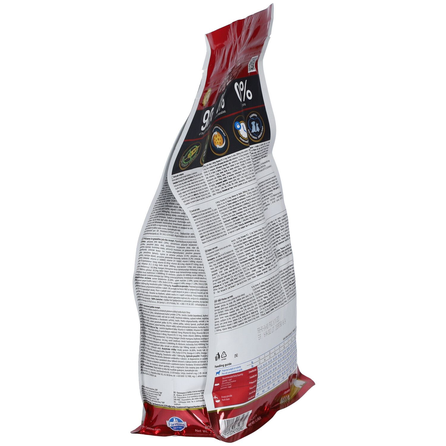 Seitenansicht der Verpackung N&D Prime Puppy Mini. Text und Informationen auf der Rückseite.