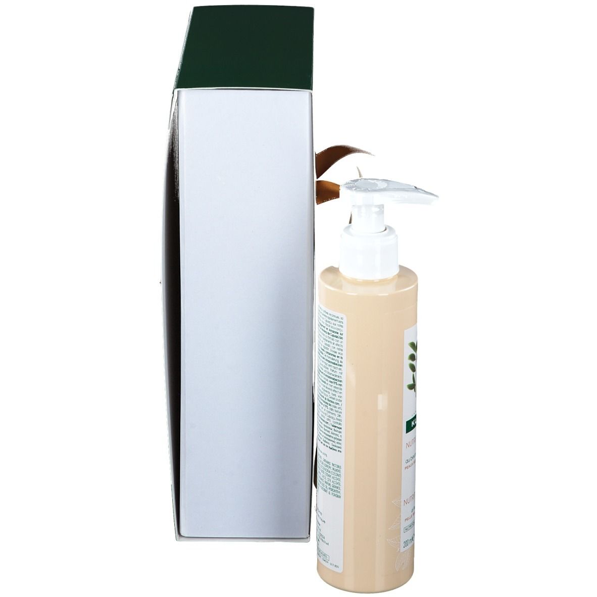 Produktflasche und Geschenkbox. Aufschrift: KLORANE.