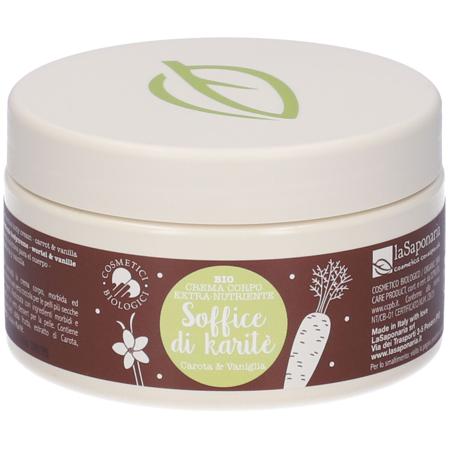 La Saponaria Crema corpo nutriente Carota e Vaniglia - Soffice di Karite