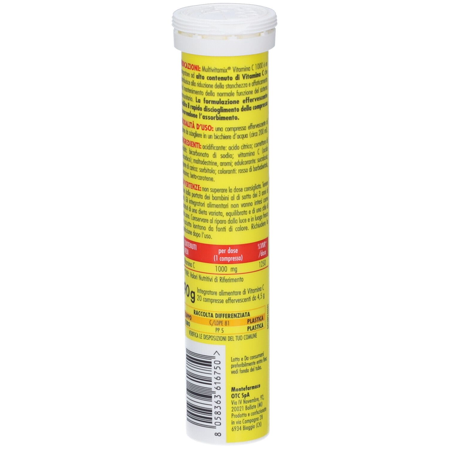 Gelbe Tube mit weißem Deckel. Rückseite mit Text, Inhaltsstoffe, Gebrauchsanweisung, Warnhinweise.