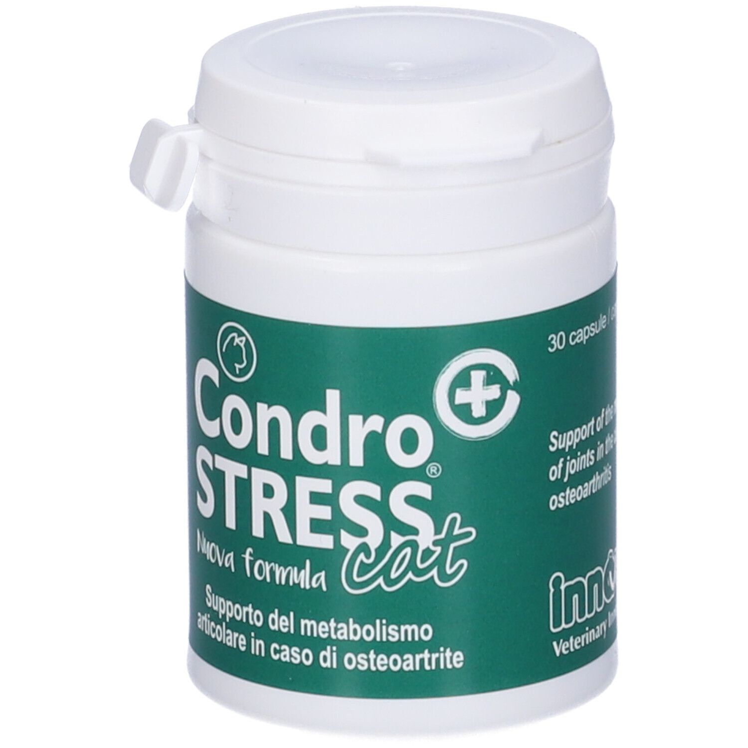 Barattolo bianco Condro STRESS Cat. Scritta: 30 capsule. Supporto del metabolismo articolare.