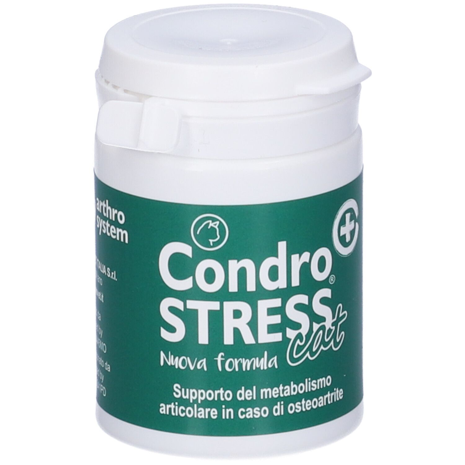 Barattolo bianco Condro STRESS Cat. Scritta: 30 capsule. Supporto del metabolismo articolare.