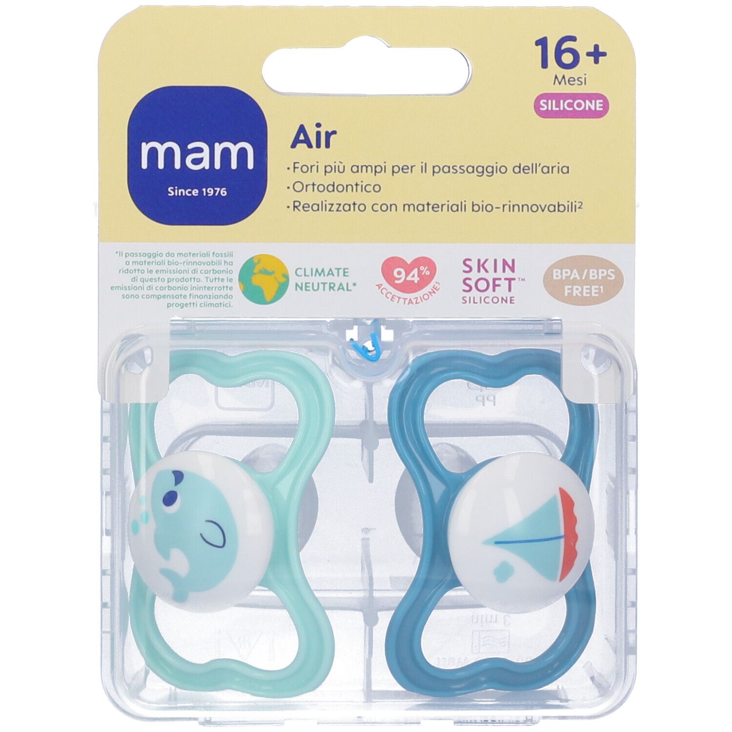 Mam Air Succhietto 16+ Mesi Silicone Maschio 2 Pezzi