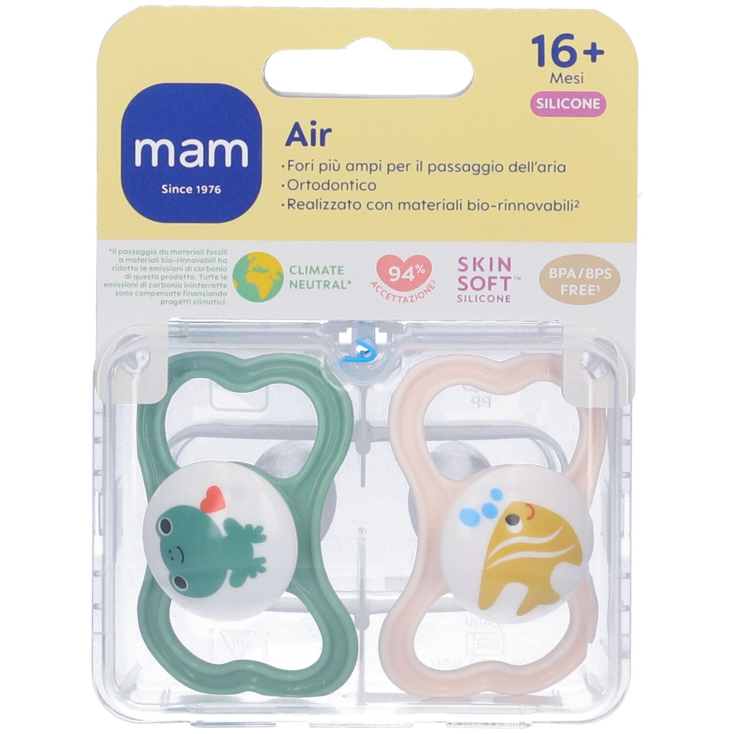 Mam Air Succhietto 16+ Mesi Silicone Neutro 2 Pezzi