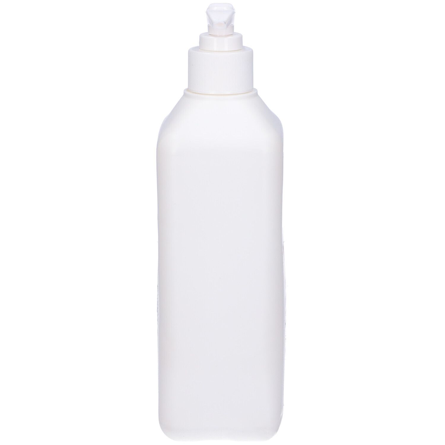 Flacone bianco con dosatore. Solo flacone senza etichetta visibile.