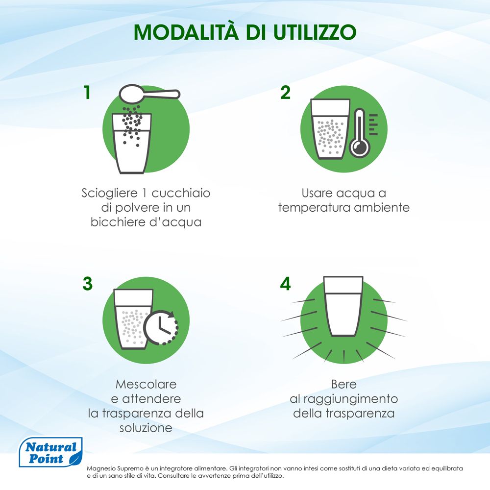 Istruzioni: Sciogliere la polvere in acqua, verificare la temperatura, mescolare, bere. Bicchiere con liquido.