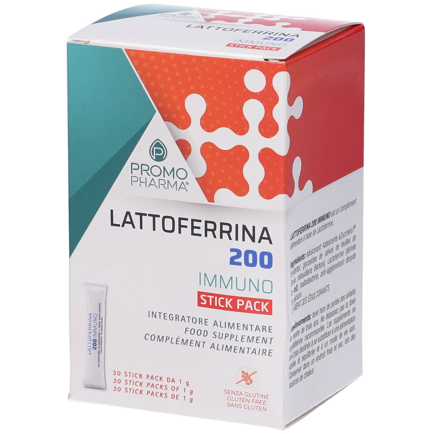 Scatola Lactoferrina 200 Immuno con stick. 30 stick. Senza glutine.