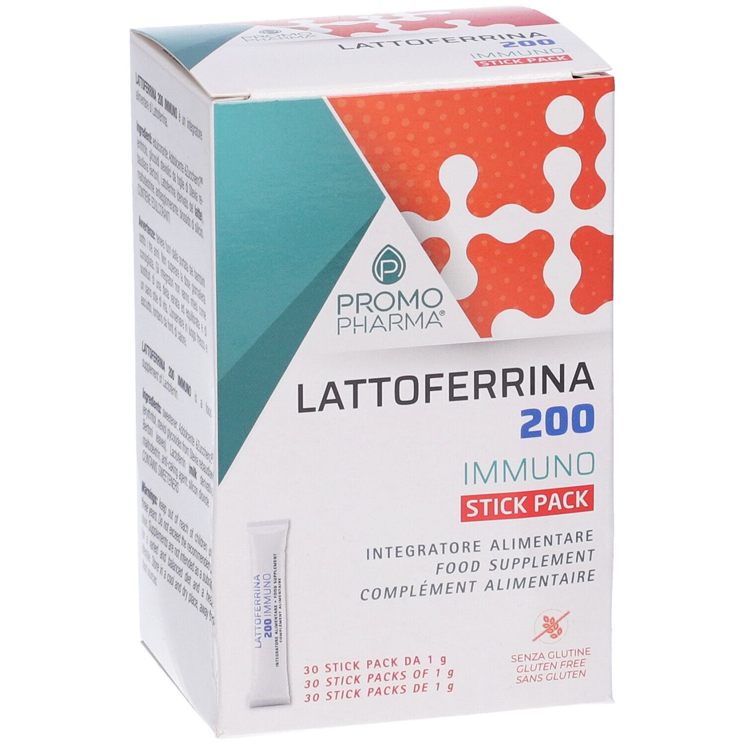 Scatola Lactoferrina 200 Immuno con stick. 30 stick. Senza glutine.