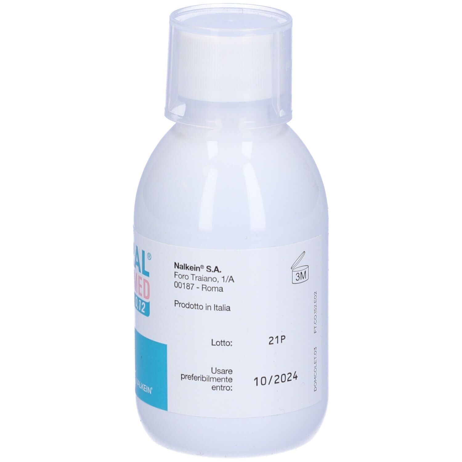 Weiße Kunststoffflasche mit weißem Schraubverschluss. Enthält ein medizinisches Produkt.