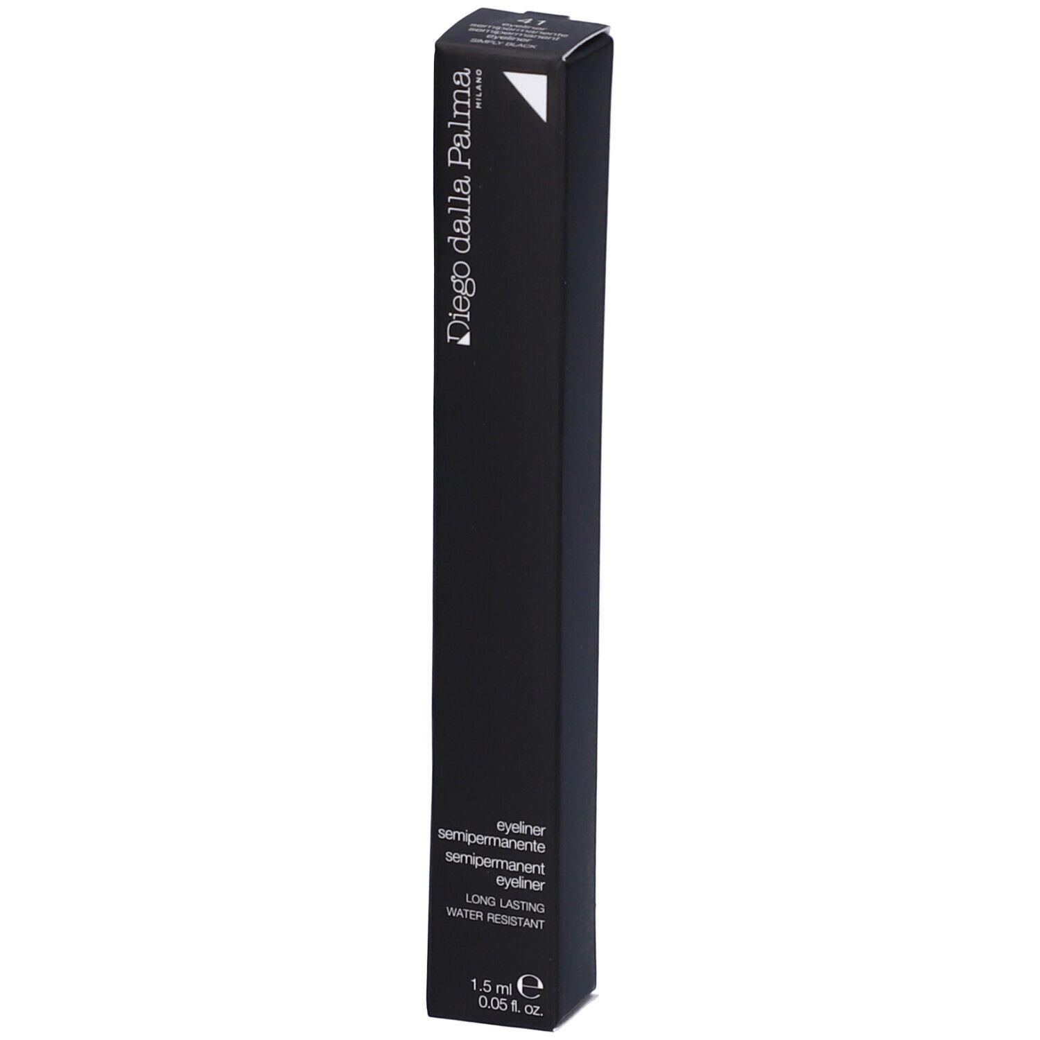 Confezione di eyeliner nero Diego dalla Palma Milano. Contiene il testo: Eyeliner semipermanente, Long Lasting, Water Resistant.