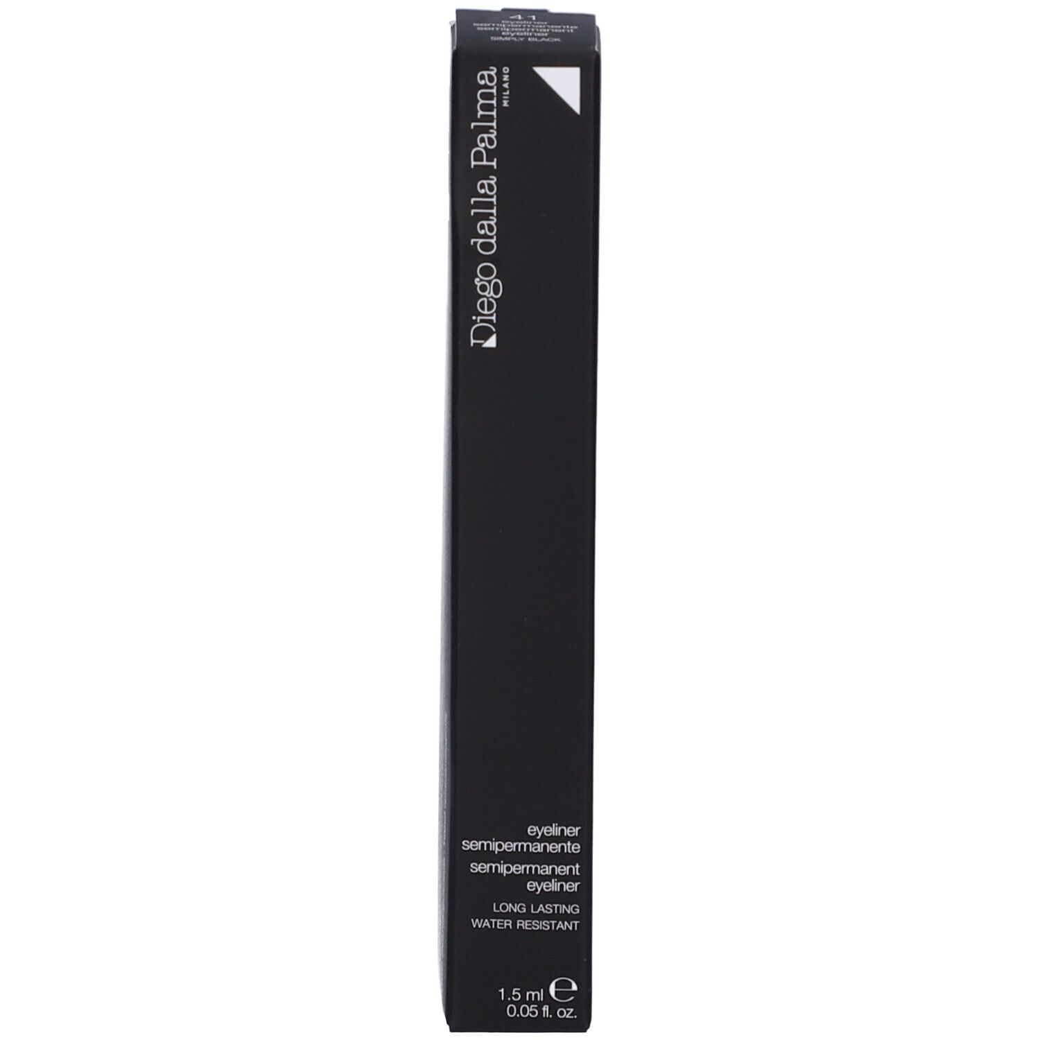 Confezione di eyeliner nero Diego dalla Palma Milano. Contiene il testo: Eyeliner semipermanente, Long Lasting, Water Resistant.