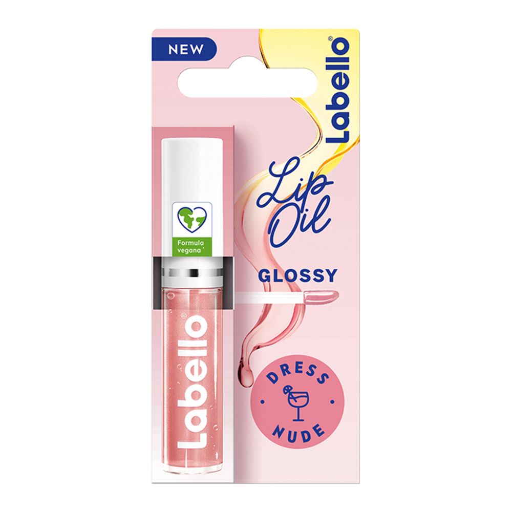 Labello Lip Oil Effetto Glossy – Dress Nude 5.5 ml, Lucidalabbra colorato, volumizzante e idratante