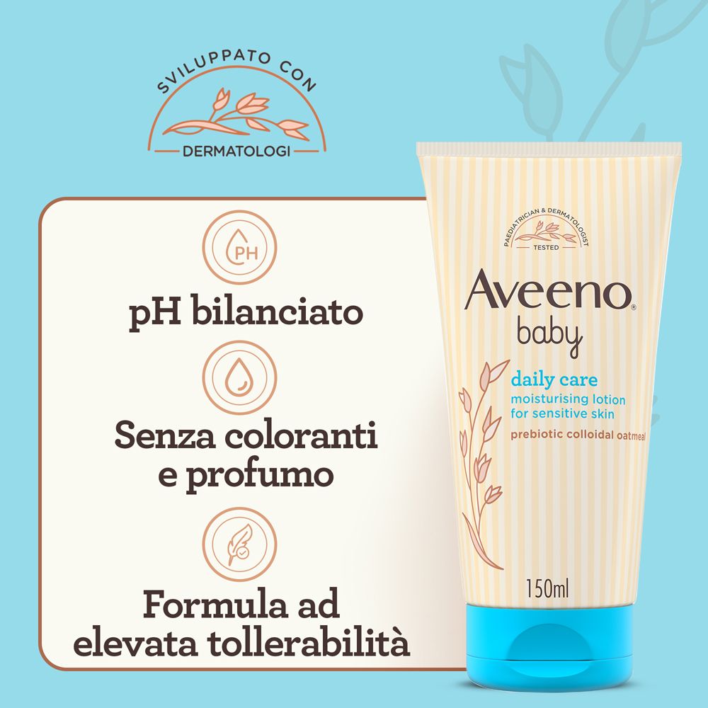 Tube de crème avec logos et texte. "pH bilanciato", "Senza coloranti e profumo", "Formula ad elevata tollerabilità".