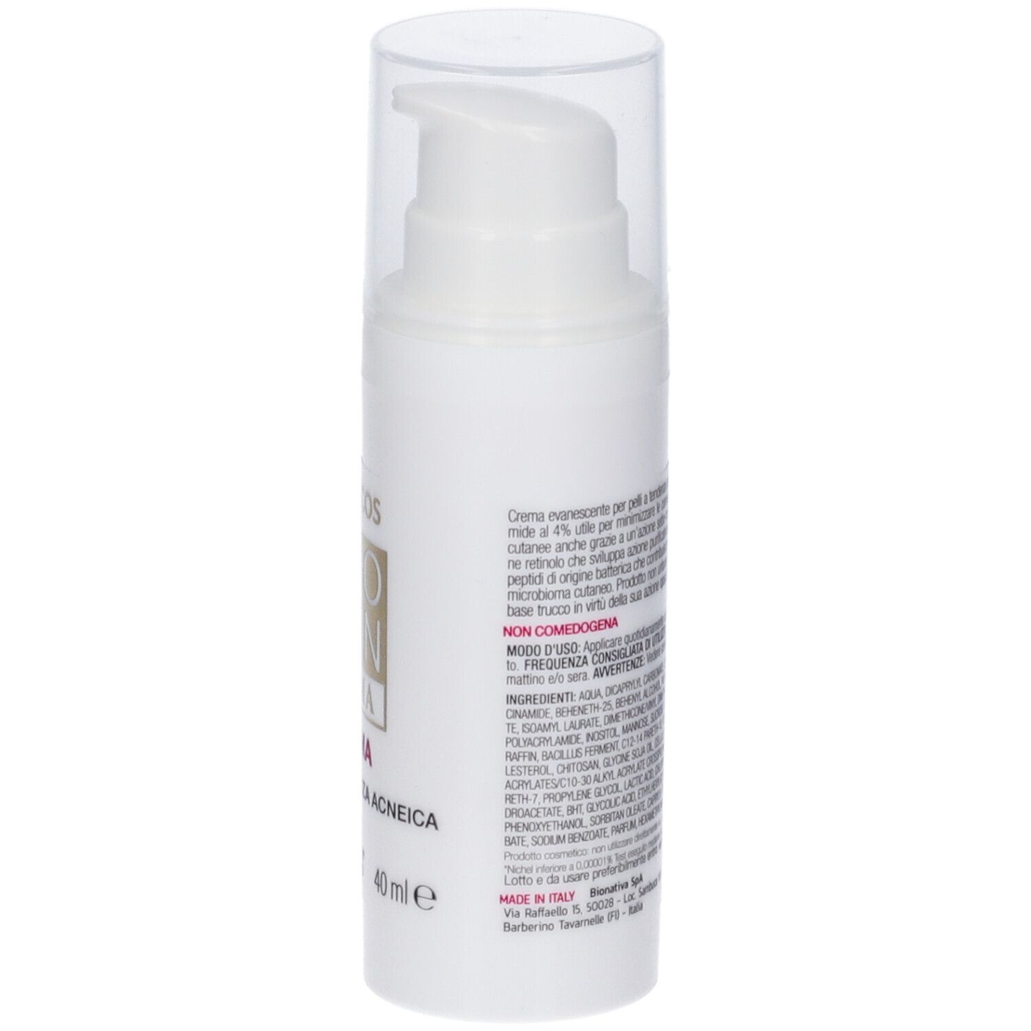 Pharcos Lipo Skin Bioma Creme für zu Akne neigende Haut, 40 ml, Rückansicht.