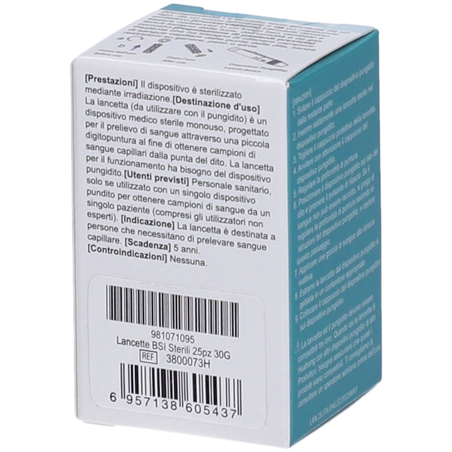 Packung mit 25 sterilen Lanzetten für Blutentnahme, 30g. Passend für die meisten Standard-Lanzettengeräte.