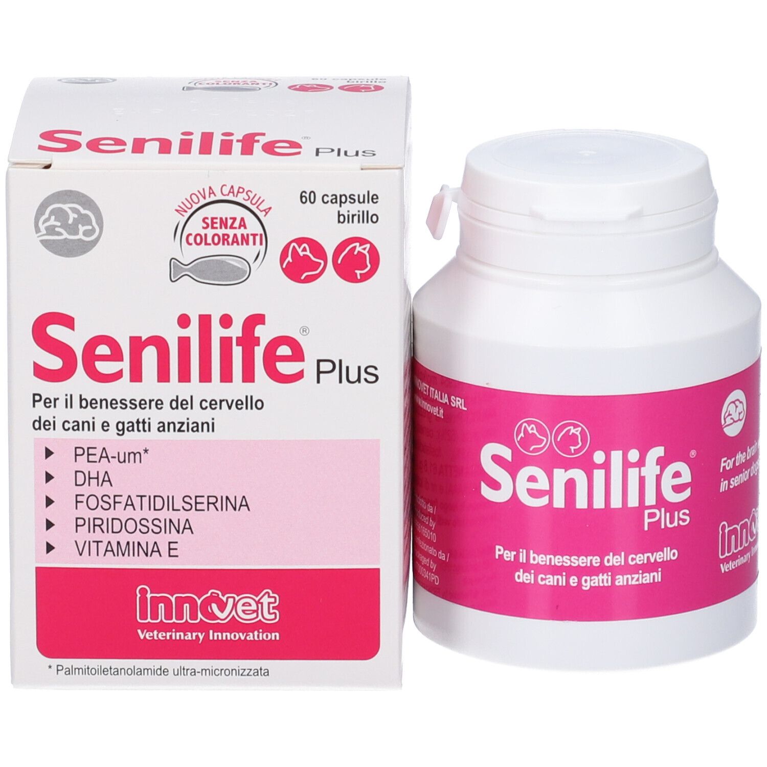Senilife Plus Kapseln für Hunde und Katzen. Enthält 60 Kapseln.