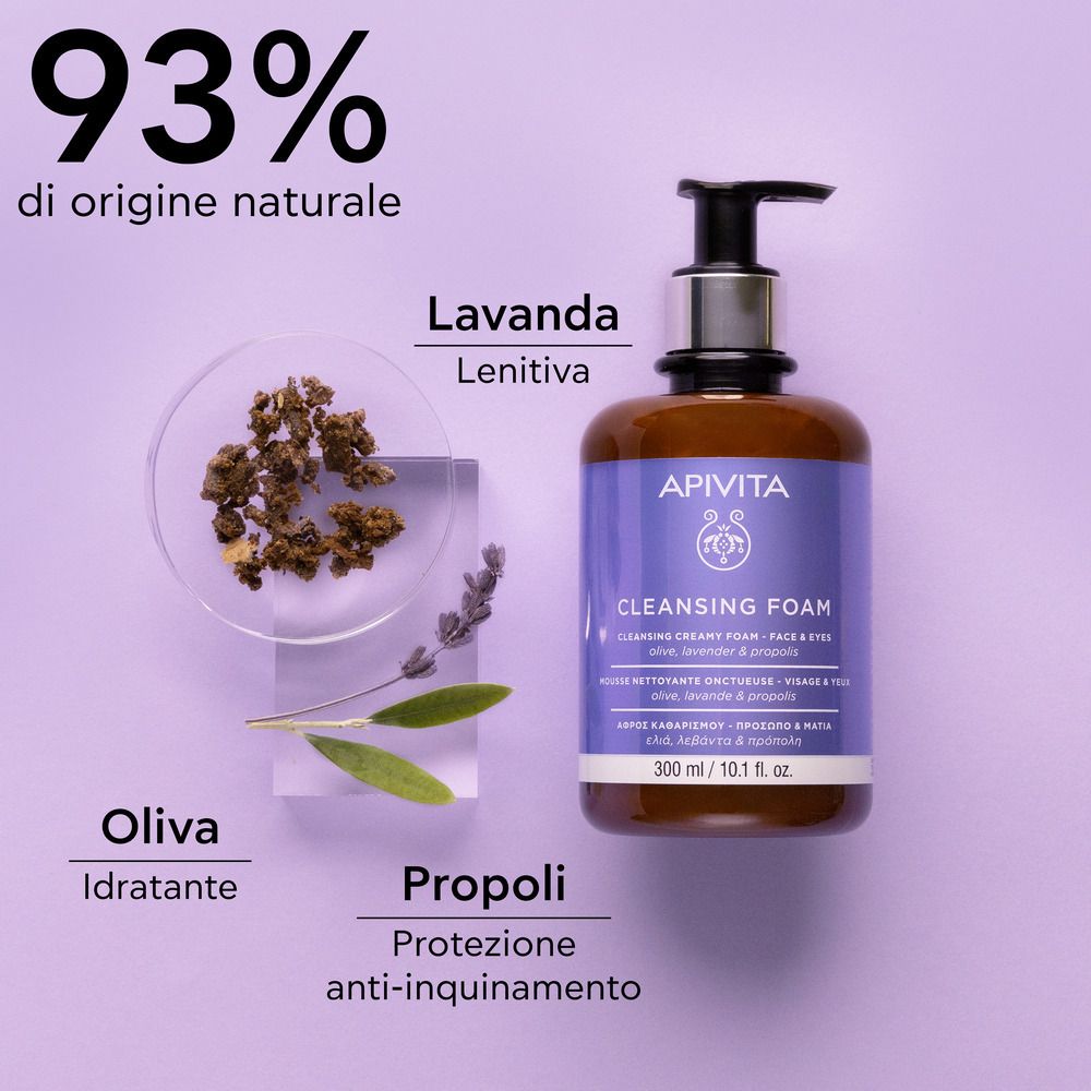 APIVITA Cleansing Foam Flasche mit Pumpspender, 300 ml.