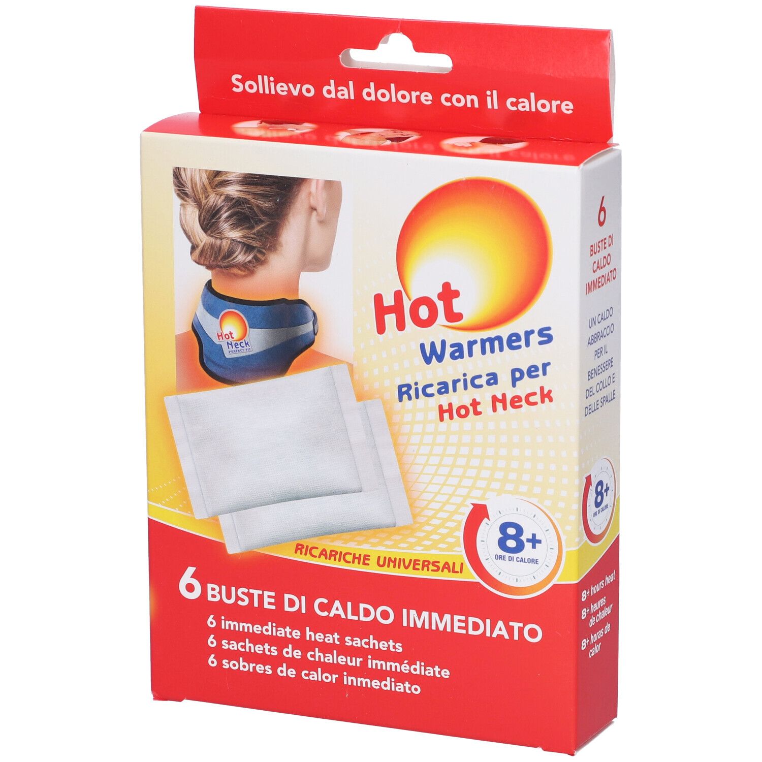 Confezione con 6 buste di calore per il collo. Prodotto: Hot Warmers Ricarica per Hot Neck. 8+ ore di calore.