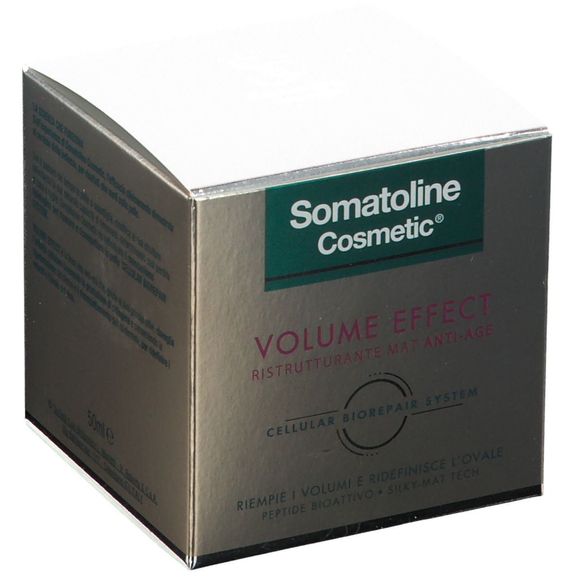Scatola con Somatoline Cosmetic, Volume Effect, Ristrutturante Mat Anti-Age. Con CELLULAR BIOREPAIR SYSTEM.