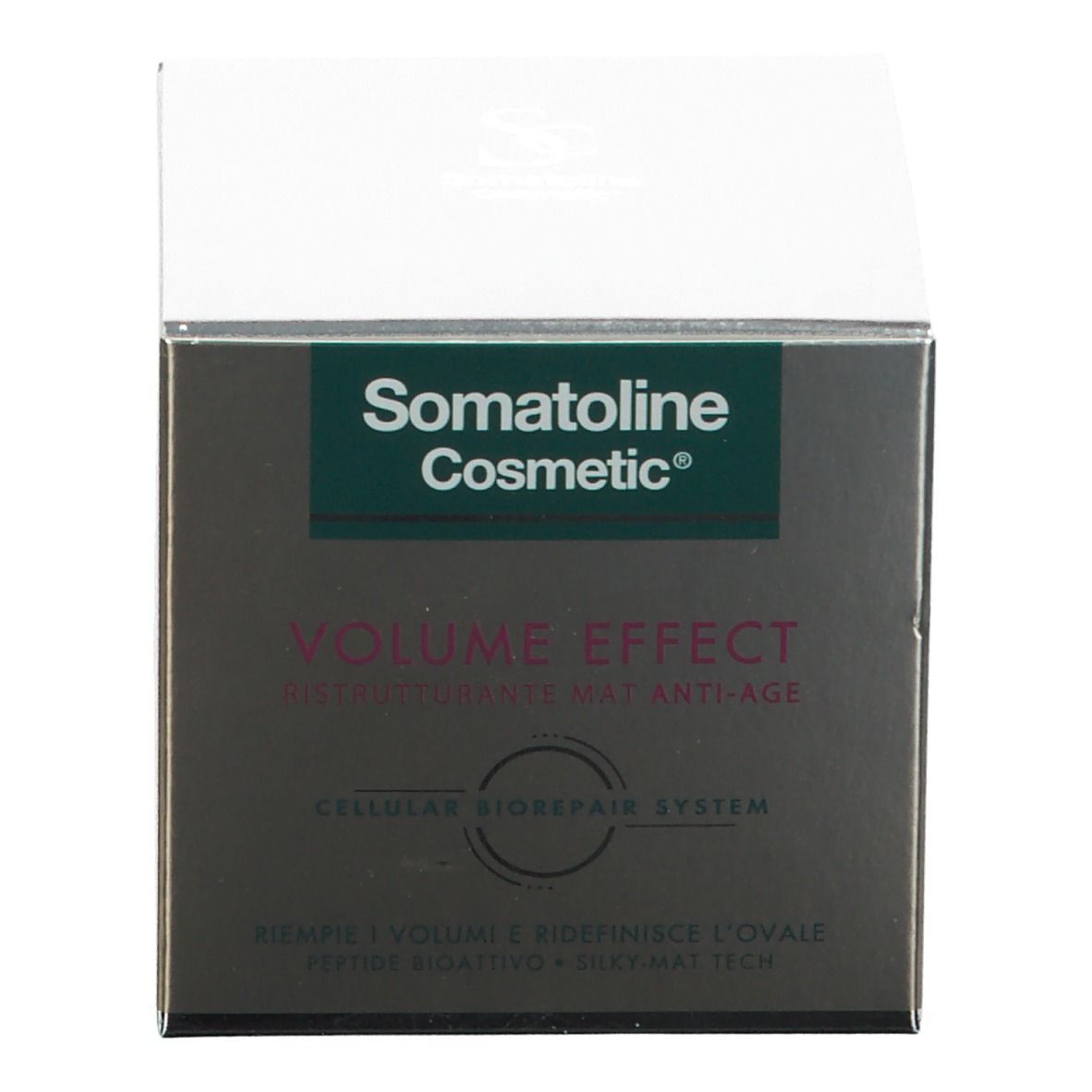 Scatola con Somatoline Cosmetic, Volume Effect, Ristrutturante Mat Anti-Age. CELLULAR BIOREPAIR SYSTEM. Testo.