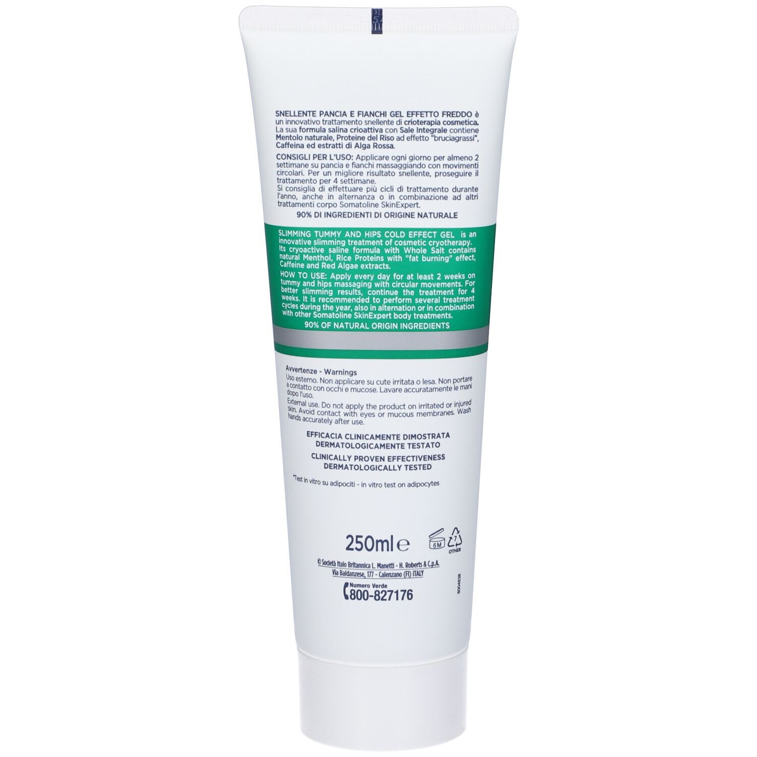 Somatoline Cosmetic® Cryogel Schlankheitsgel für Bauch und Hüften und seine Verpackung.