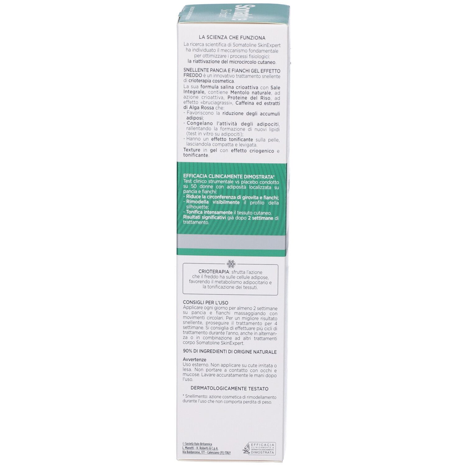 Verpackung des Somatoline Cosmetic® Cryogel Schlankheitsgels für Bauch und Hüften.