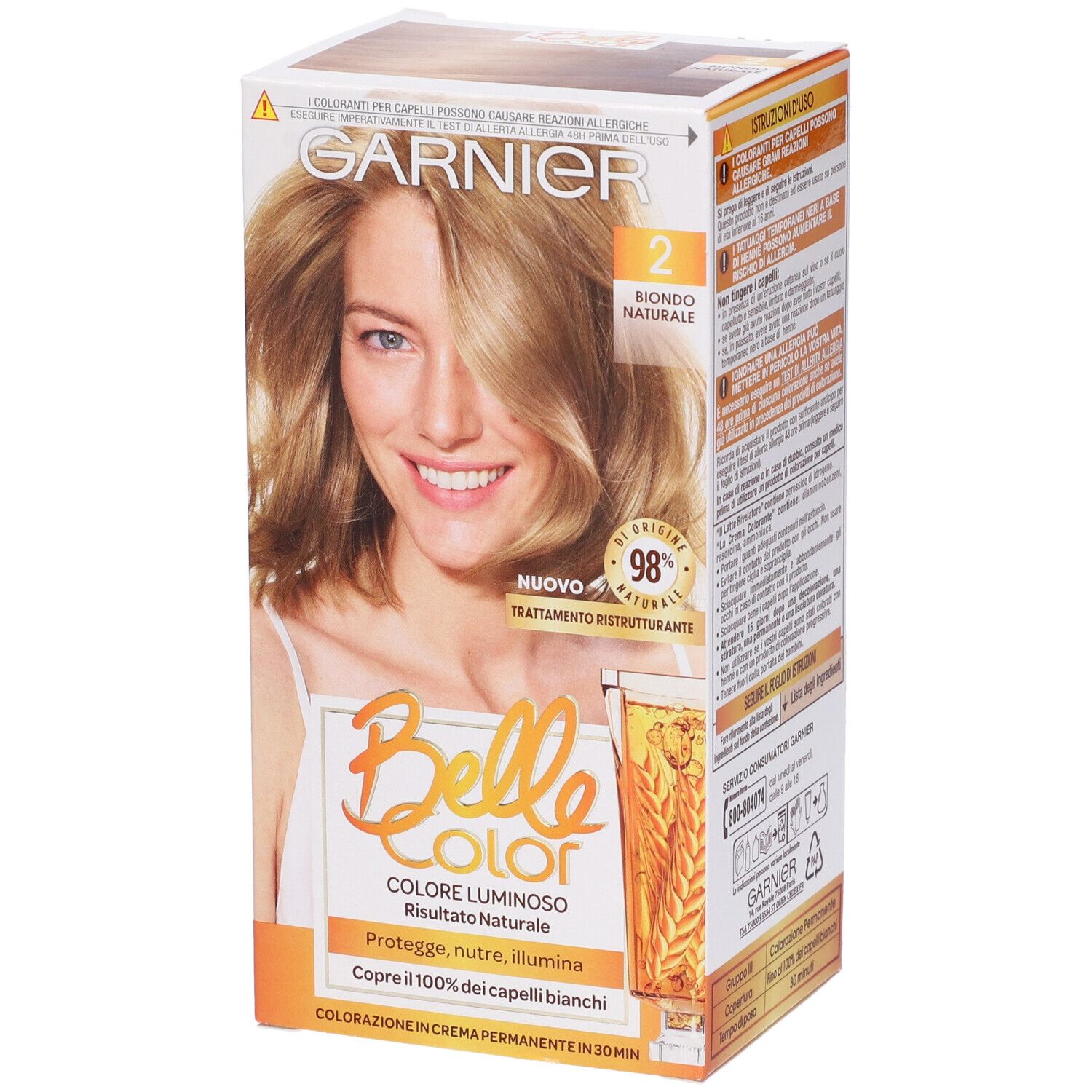 Image of Garnier Tinta Capelli Belle Color, Colore Luminoso e Riflessi Naturali, Copre il 100% dei capelli bianchi, Biondo Naturale