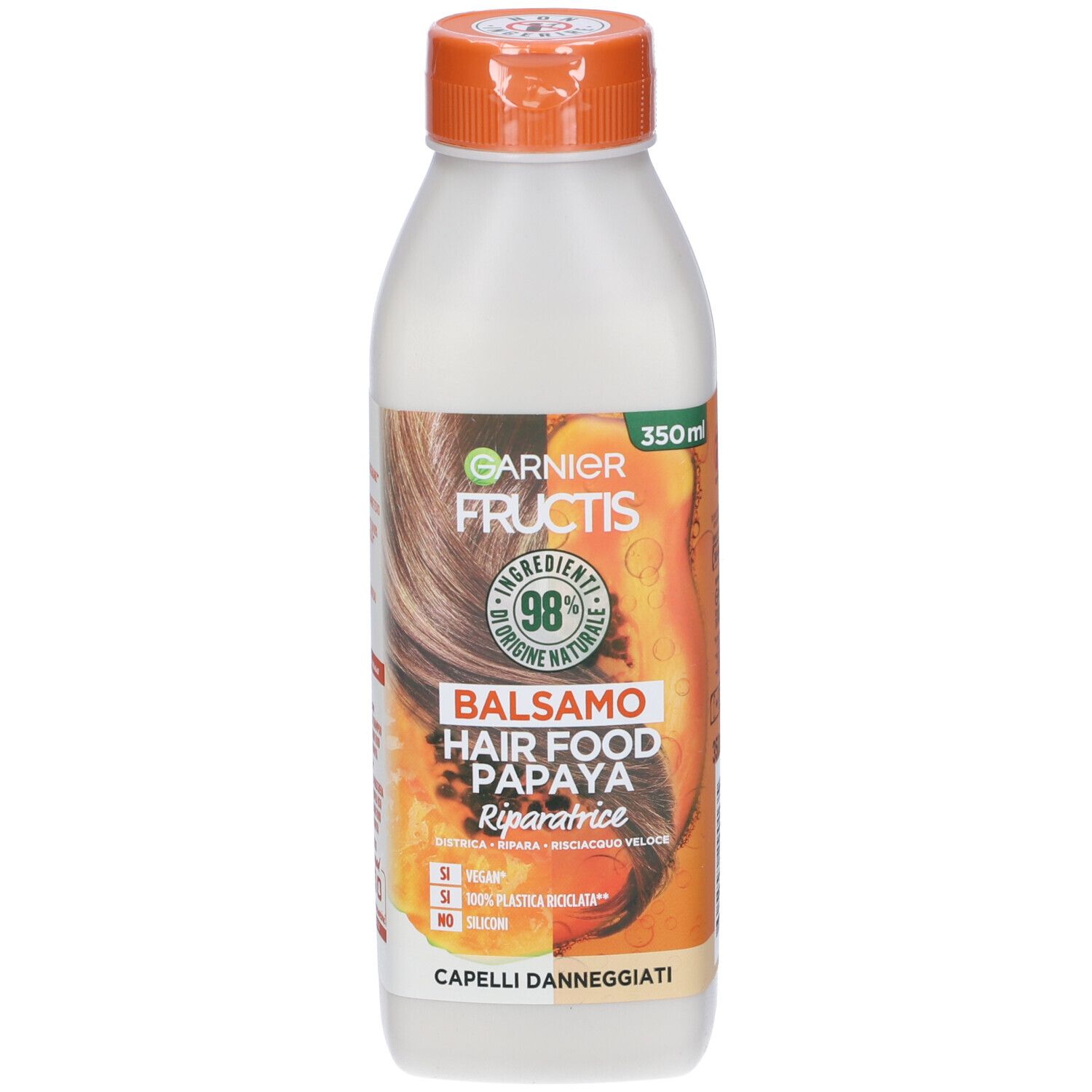 Image of Garnier Balsamo Riparatore Fructis Hair Food, Balsamo riparatore alla papaya per capelli danneggiati, 350 ml
