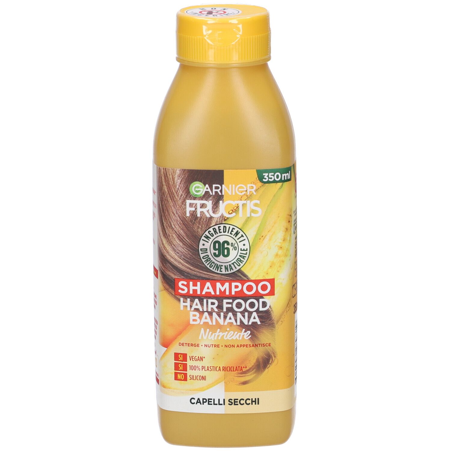 Image of Garnier Shampoo Nutriente Fructis Hair Food, Shampoo nutriente alla banana per capelli secchi, 350 ml