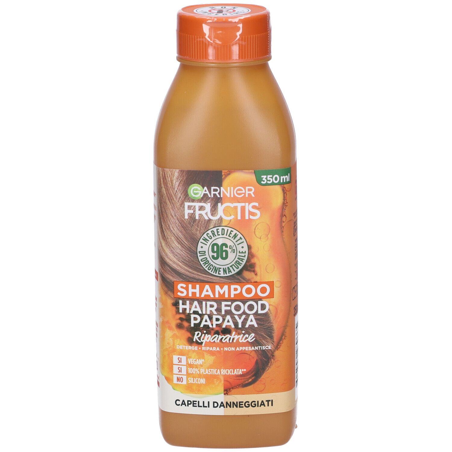 Image of Garnier Shampoo Riparatore Fructis Hair Food, Shampoo riparatore alla papaya per capelli danneggiati, 350 ml