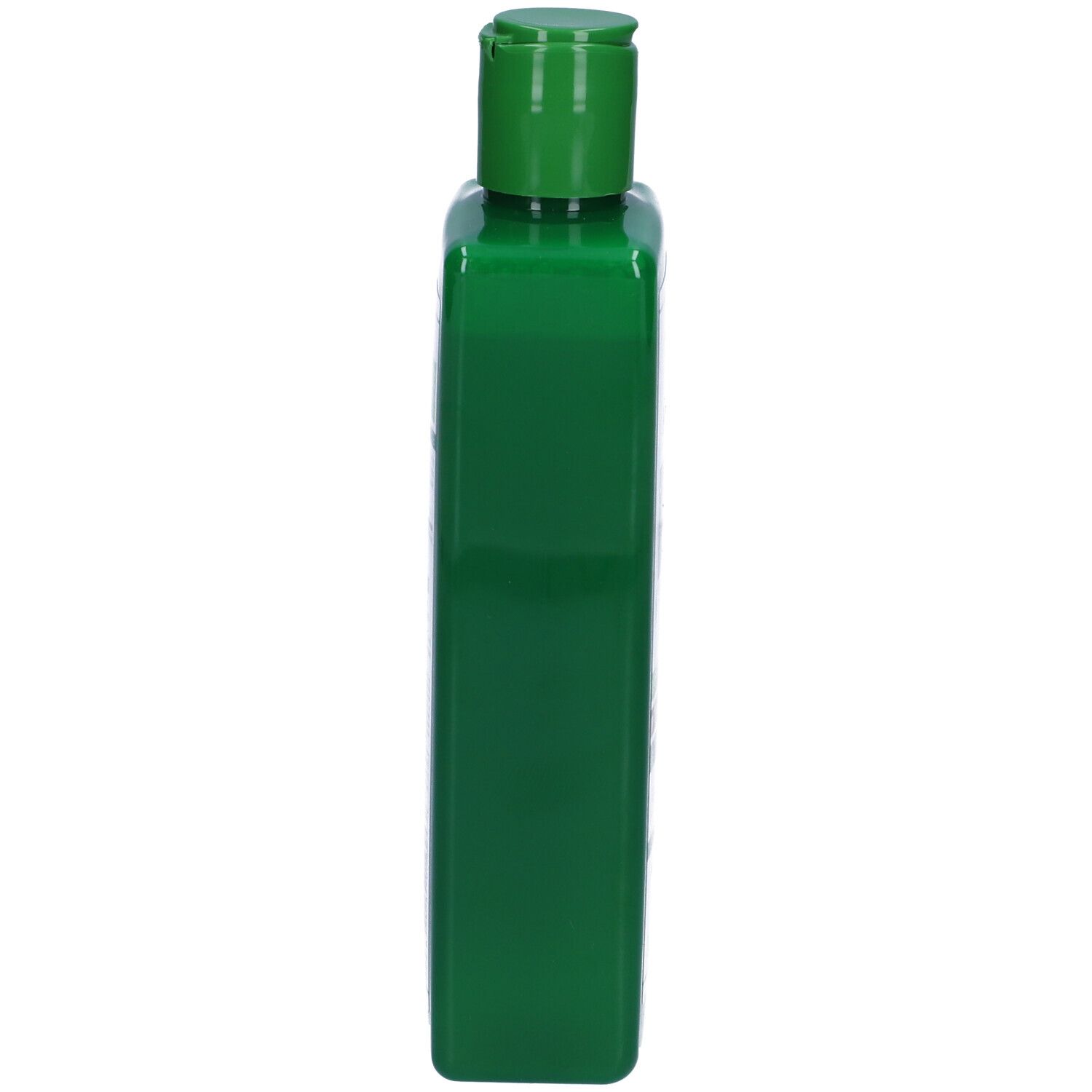 Grüne Flasche mit Klappdeckel.