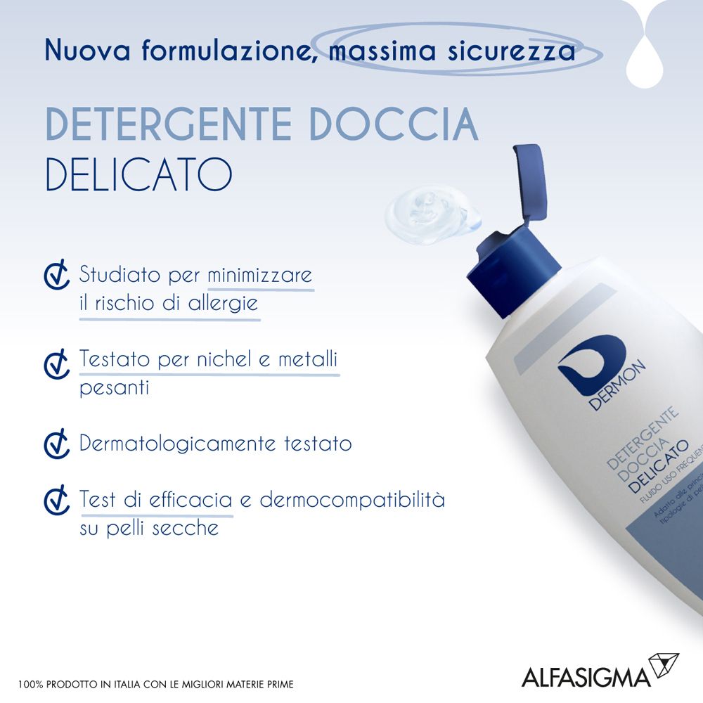 Dermon Duschgel: Dermatologisch getestet, hypoallergen, für trockene Haut.