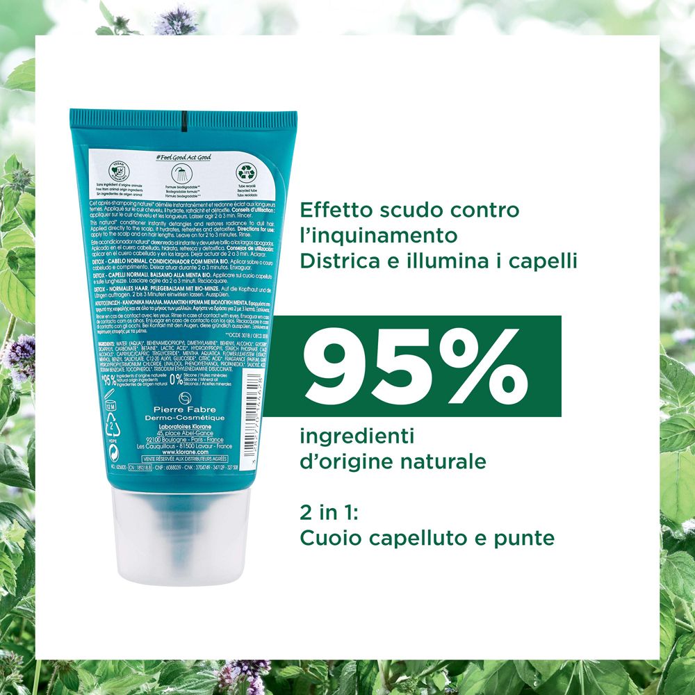 Retro del tubo. Testo su ingredienti, effetti e certificazioni. 95% ingredienti naturali.