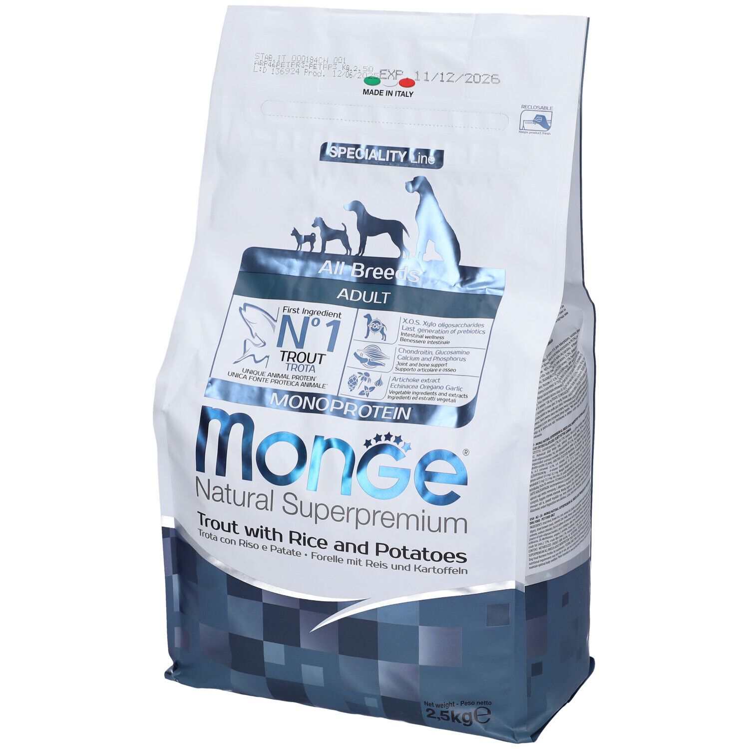 Monge Natural Superpremium All Breeds Adult Trota, Riso E Patate 2,5 Kg