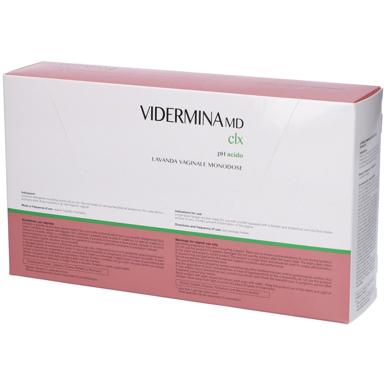 Packung mit Viderimina MD clx Lavanda Vaginale Monodose, pH-sauer.
