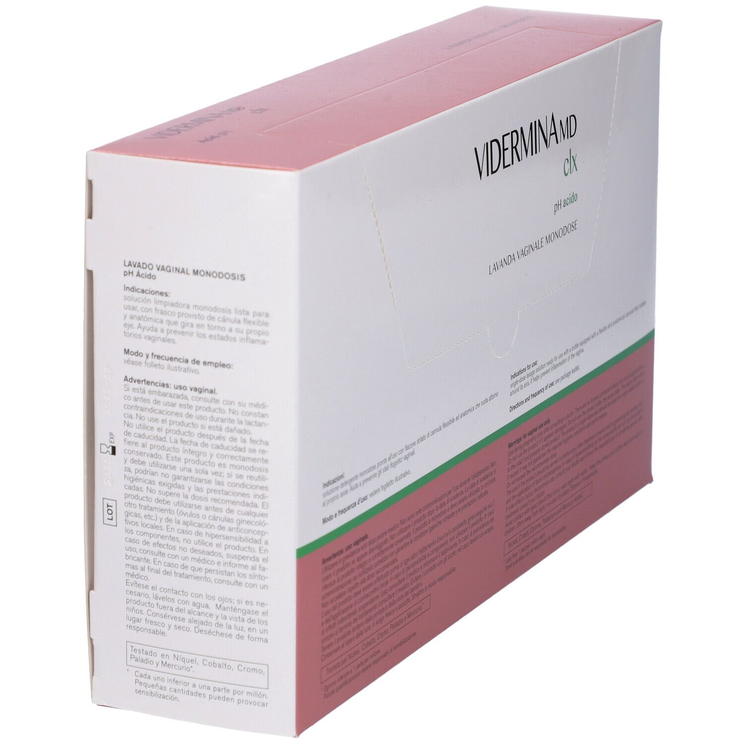 Packung mit Viderimina MD clx Lavanda Vaginale Monodose, pH-sauer.