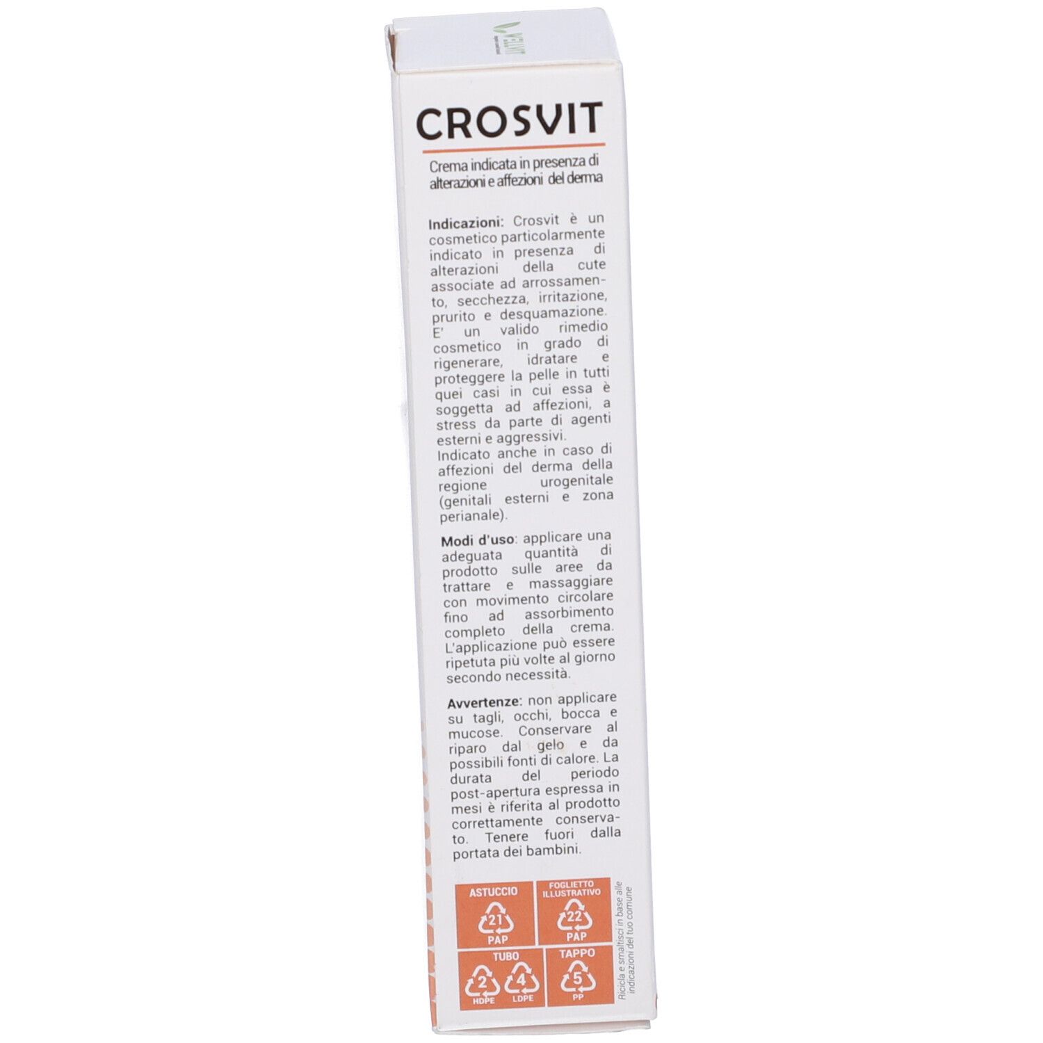 Confezione di CROSVIT. Testo in italiano. Contiene informazioni sull'uso e avvertenze.