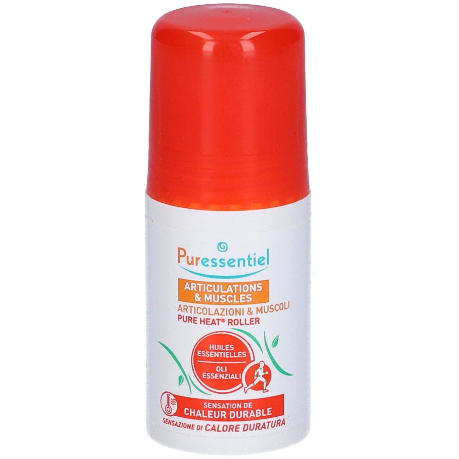 Puressentiel Articolazioni & Muscoli Pure Heat® Roller, bianco-arancione. Con applicatore roll-on.
