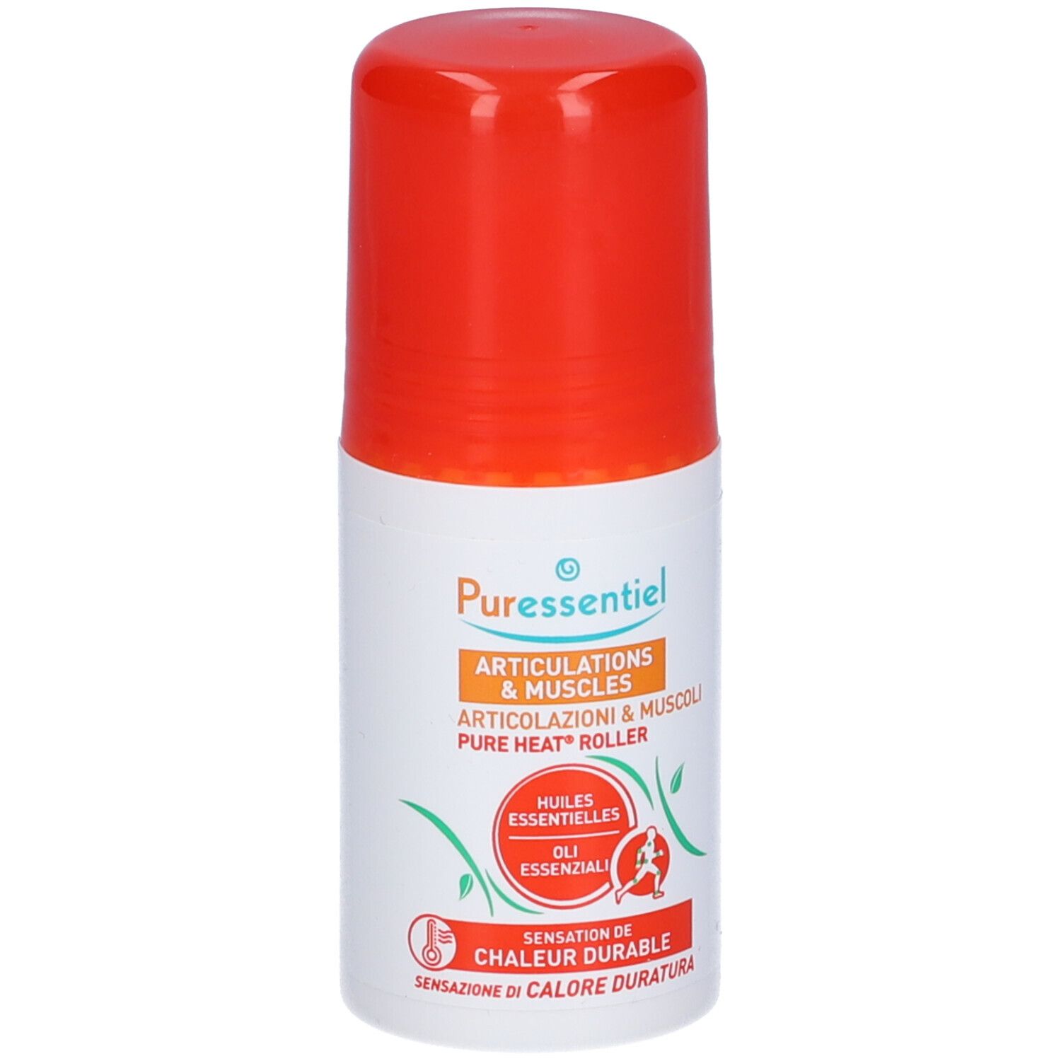 Puressentiel Articolazioni & Muscoli Pure Heat® Roller, bianco-arancione. Con applicatore roll-on.