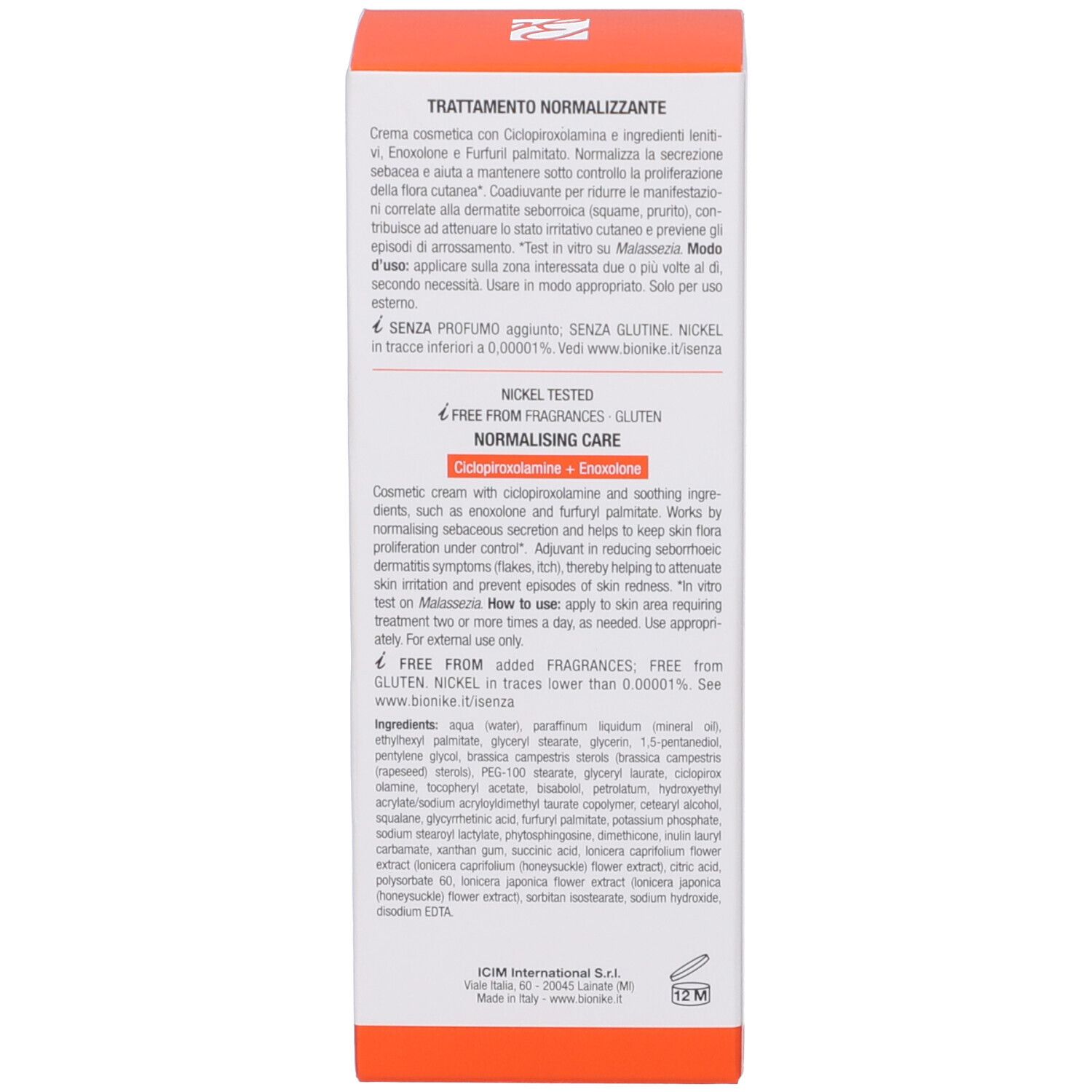 Produktverpackung, Seitenansicht. Text in mehreren Sprachen. Enthält Informationen zum Produkt und Inhaltsstoffen.