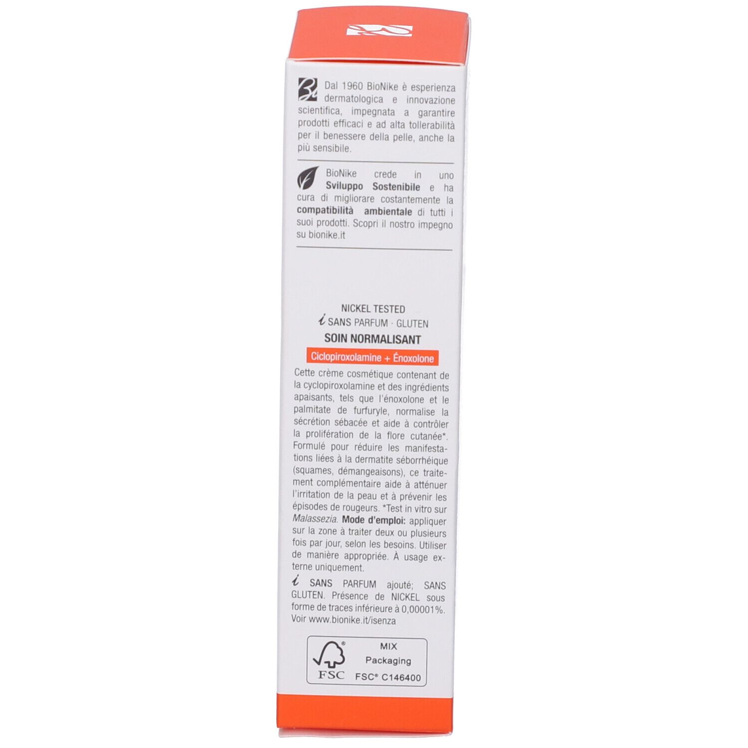 Produktverpackung, Seitenansicht. Text in mehreren Sprachen. Enthält Informationen zum Produkt und Inhaltsstoffen.