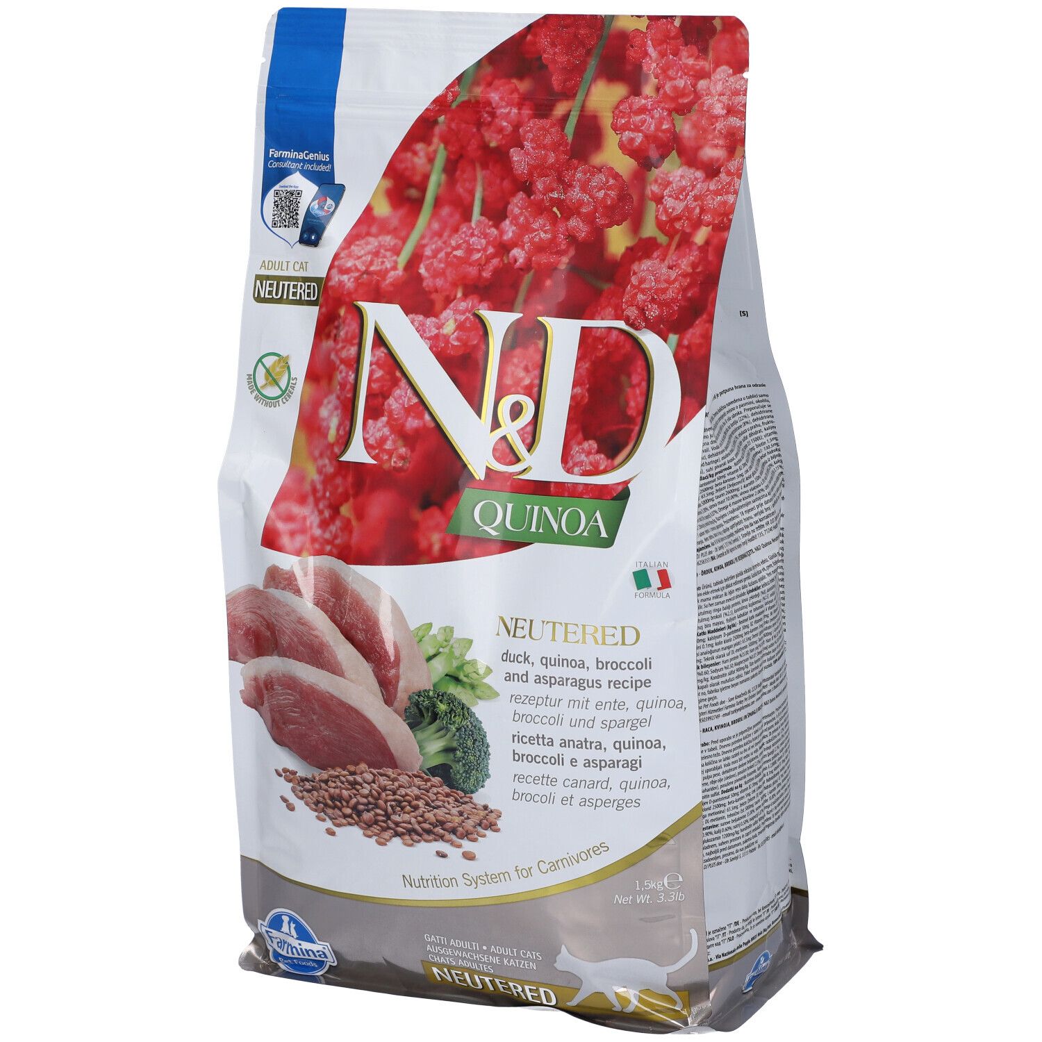 Farmina N&D Quinoa Cat Duck Broccoli Asparagus Neutered Adult