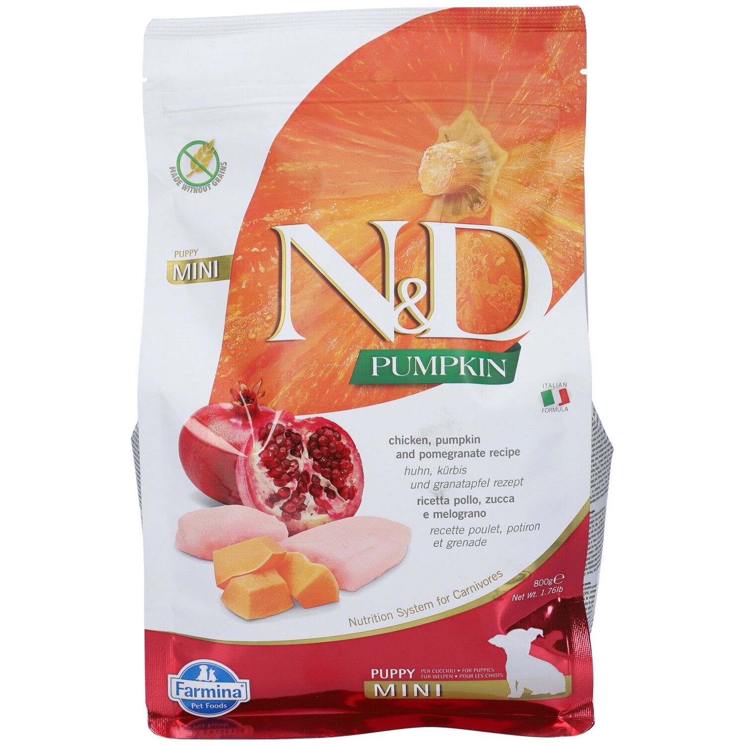 Trockenfutter Farmina N&D Pumpkin Huhn, Kürbis & Granatapfel - Puppy Mini für Hundewelpen
