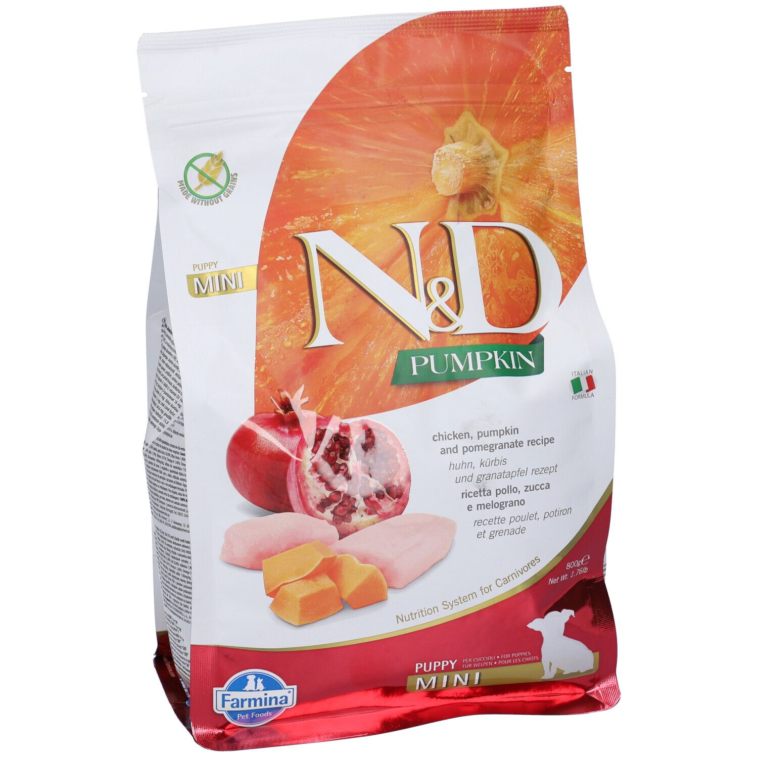 Trockenfutter Farmina N&D Pumpkin Huhn, Kürbis & Granatapfel - Puppy Mini für Hundewelpen