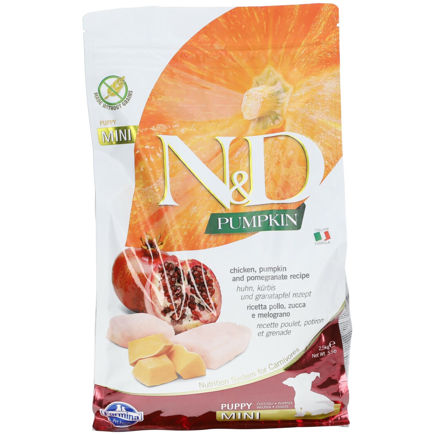 Trockenfutter Farmina N&D Pumpkin Huhn, Kürbis & Granatapfel - Puppy Mini für Hundewelpen