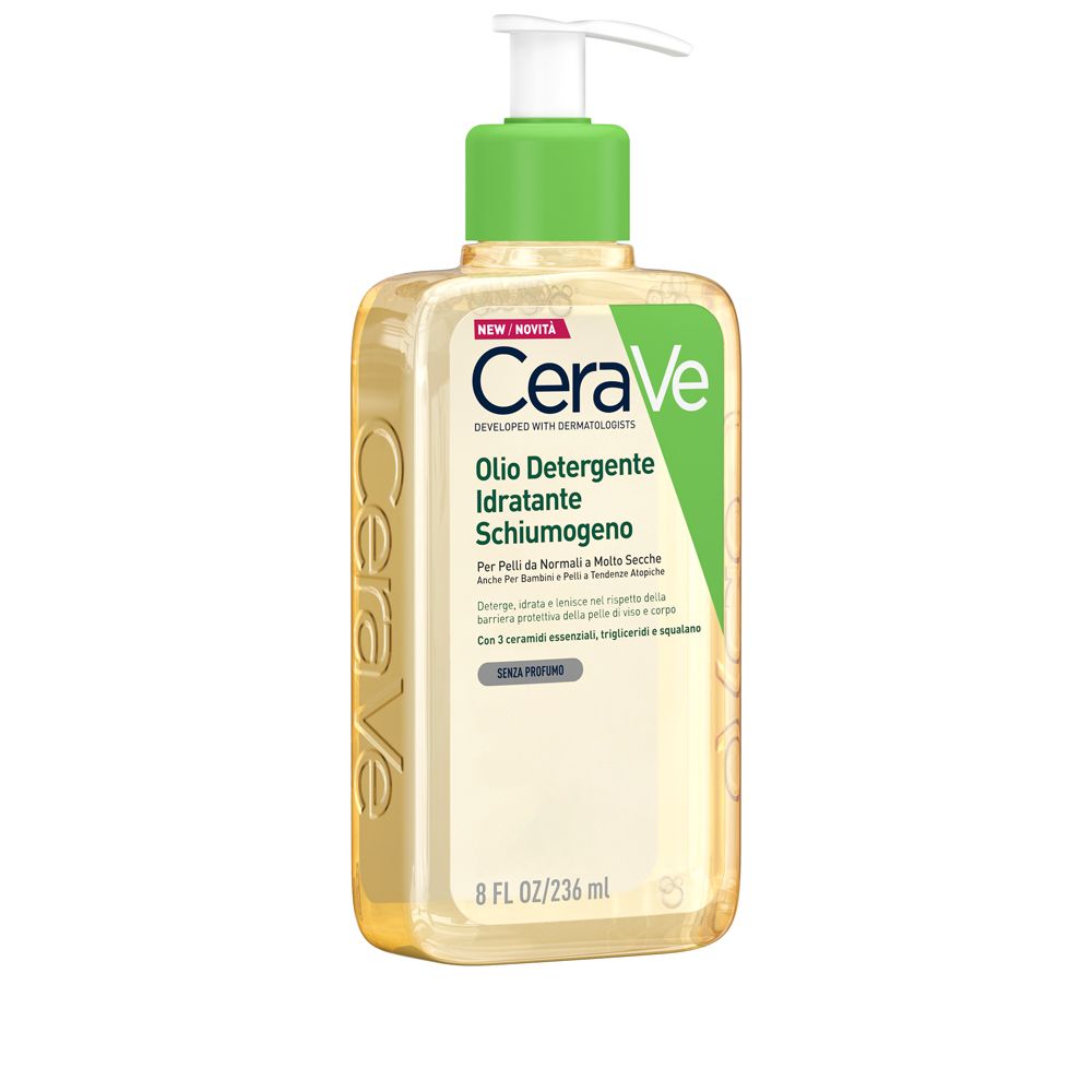 Image of CeraVe Olio detergente idratante Deterge, idrata e lenisce. Con 3 ceramidi essenziali, trigliceridi e squalene da olio di origine vegetale 236 ml