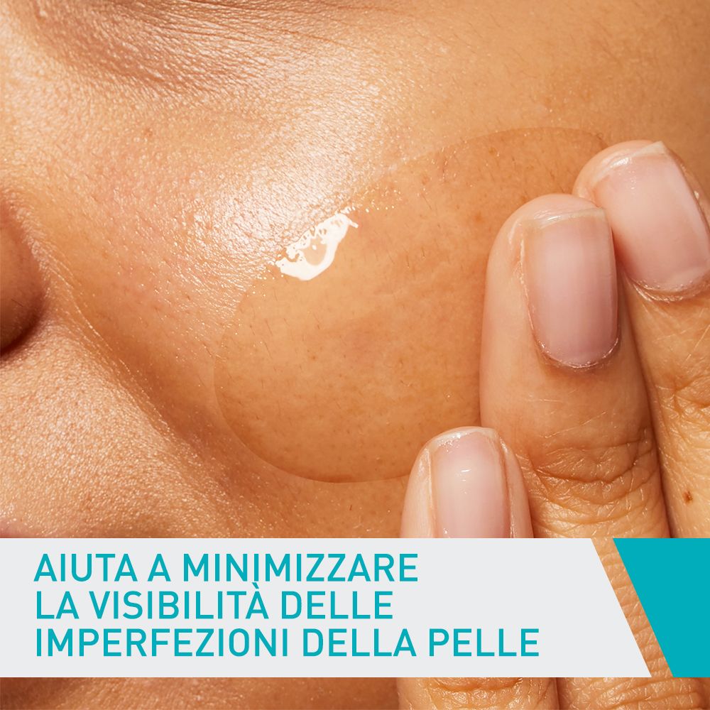 Gel sulla pelle. Aiuta a minimizzare l'aspetto delle imperfezioni cutanee.