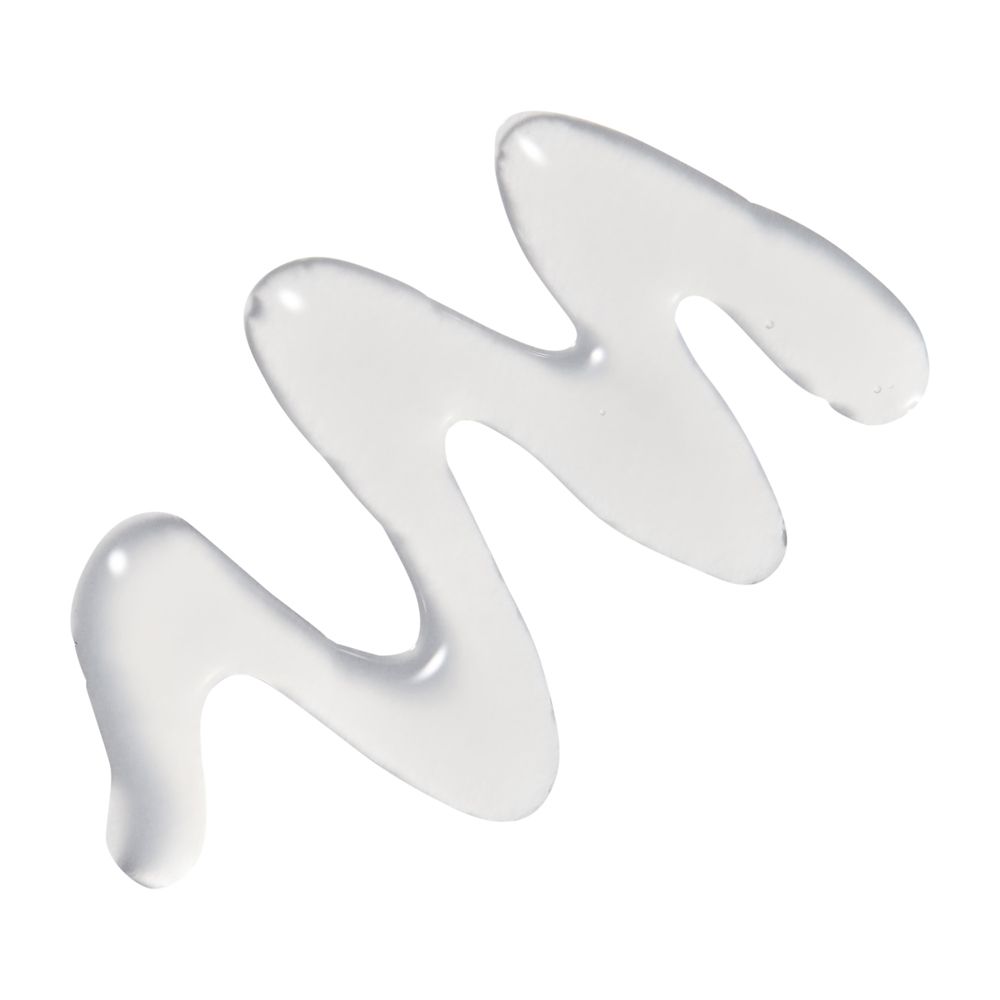 Traccia di gel trasparente, a forma di onda. Su sfondo bianco.